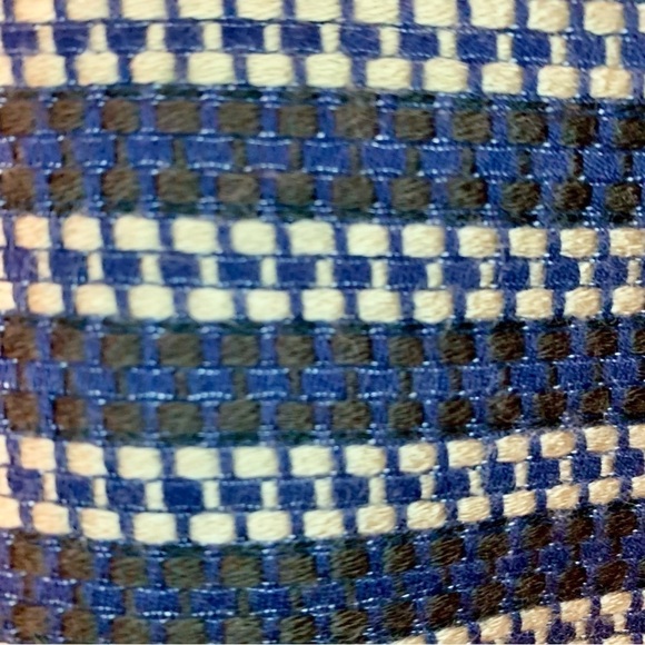 LOFT Mini Skirt Size 2 Blue Tan Black Woven Acrylic Cotton Full Lining Back Zip - Picture 2 of 12